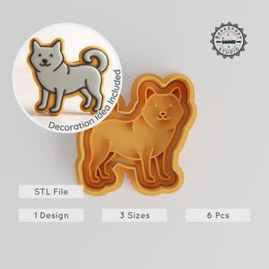 Shiba Inu Dog Cookie Cutter & Stamp Set, Cute Puppy Fondant Tools, Animal Breed Shapes, 3 Sizes PRODUCT_311