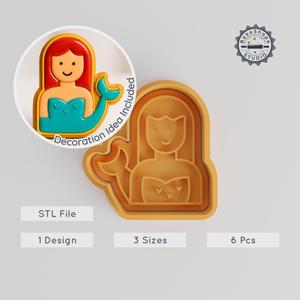 Mermaid Shape Cutter & Stamp, Set of 6, Perfect for Cookies & Fondant, Fairy-Tale Fantasy Theme, S/M/L PRODUCT_248