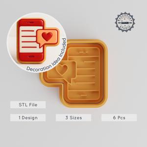 Heart Message Shape Cutter & Stamp, Cookie & Fondant Tool, 3 Sizes, 6 Pieces Set PRODUCT_217