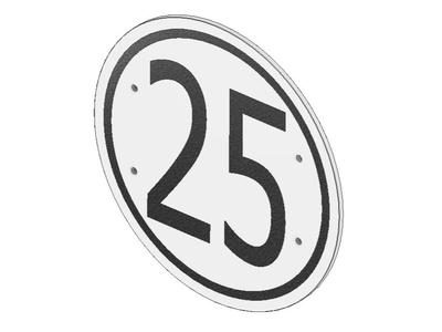 25 km/h speed limit sign for trailers