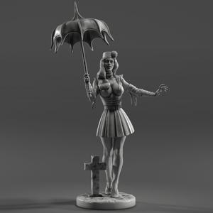 75mm Vampire Pinup Miniature - Gothic Horror Female Model STL