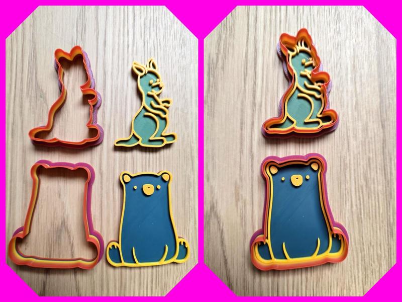 Bear Kangaroo Cookie Cutter Playdoh Stamp Fun