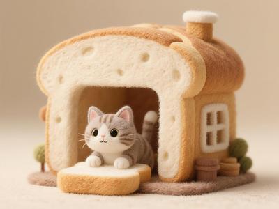 Kitty Bread House Print-in-Place