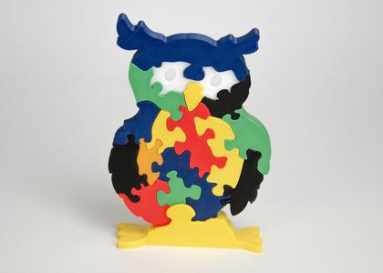 Colorful Owl Puzzle Sculpture – 3D Geometric Decor