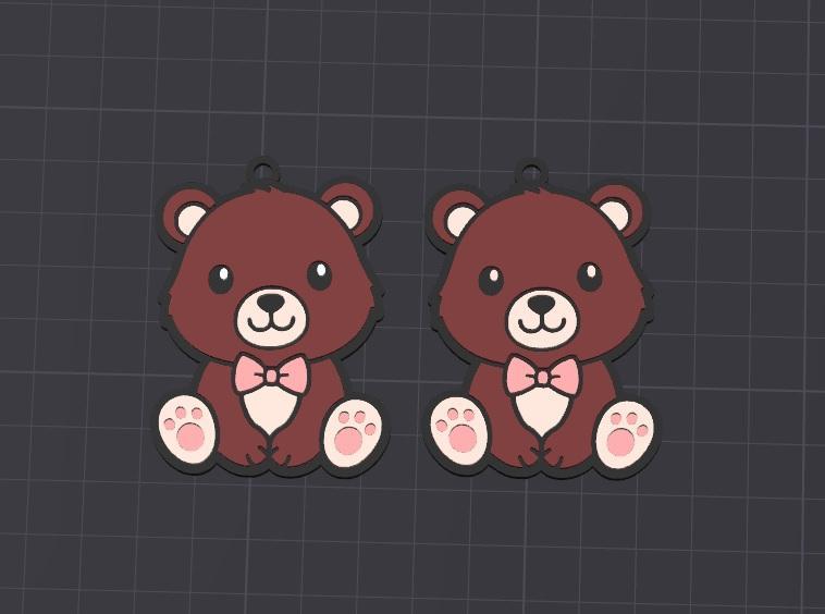 cute animal , clare the bear multicolor keychain \ necklace charm (free for commercial use)