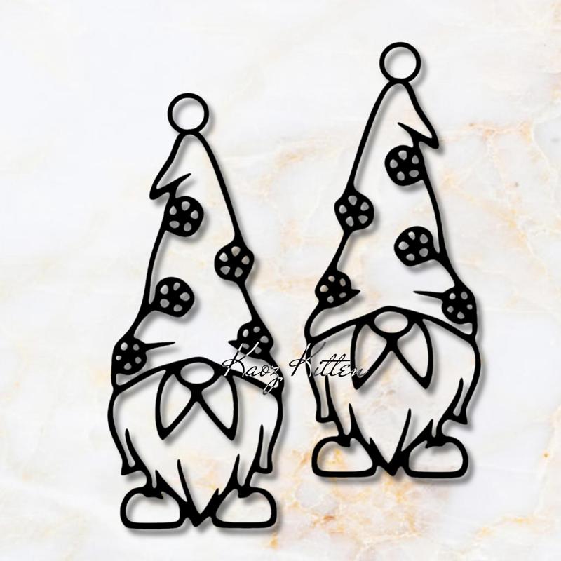 garden gnome with flower hat earrings pair