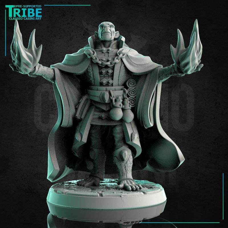 (0238) Male monkey folk ape man wizard magician evocator with spells