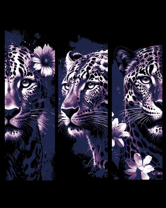 Beauty in combination - Jaguar and flowers set of bookmarks