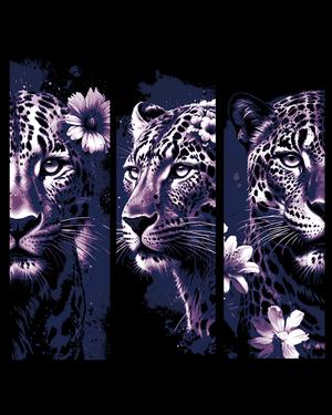 Beauty in combination - Jaguar and flowers set of bookmarks