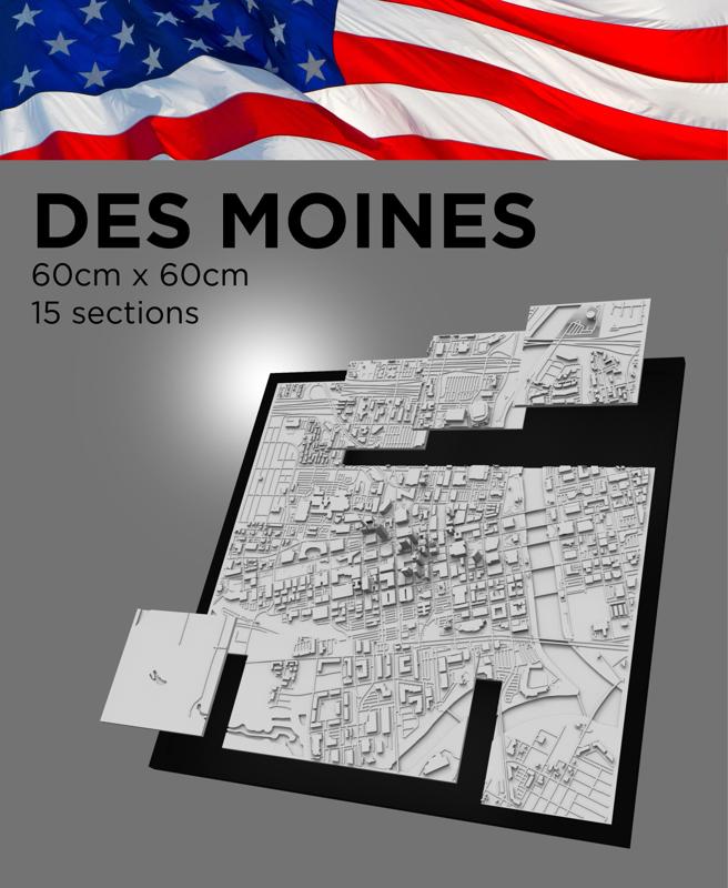 DES MOINES, Skyline 3D map