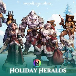 Christmas Set (Holiday Heralds - 6 christmas models ) - Santa Clause, Mrs. Clause, Gingerbread Girl, Artic foxkin, Dreidel Automaton, Woman with Menorah, and Yeti!