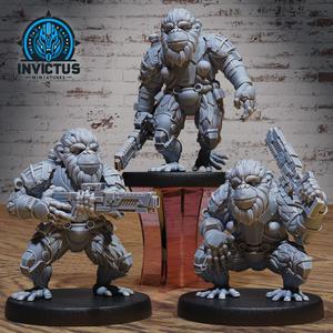 Chimp Rebel Set / Armored Chimpanzee / Steampunk Ape Warrior / Cyber Fighter / Humanoid Steel Animal / Invasion Beast Army / Cyberpunk Steam Technology / Sci-Fi Encounter