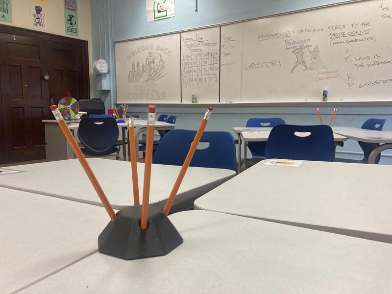 Classroom table pencil holders -- at-a-glance classroom management!