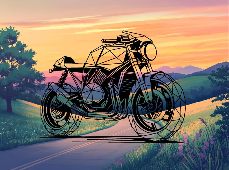 Geometric Cafe Racer motorcycle - model 2