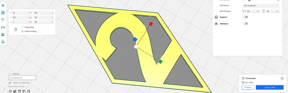 2 in a Diamond shape touching frame