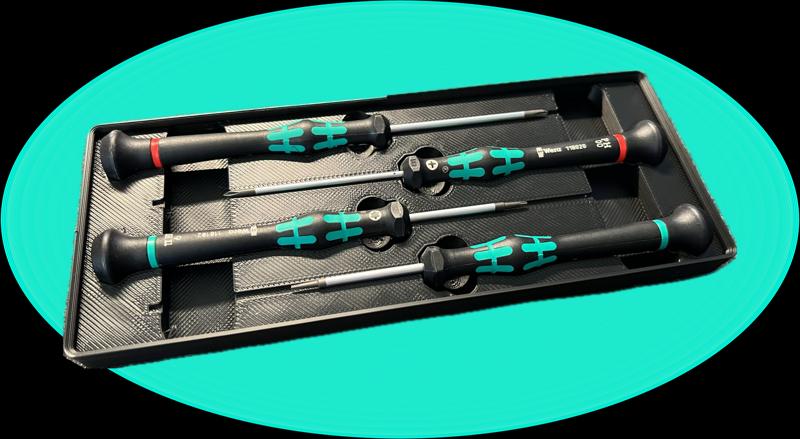 Gridfinity holder for Wera Kraftform Micro Electronics Precision Screwdrivers