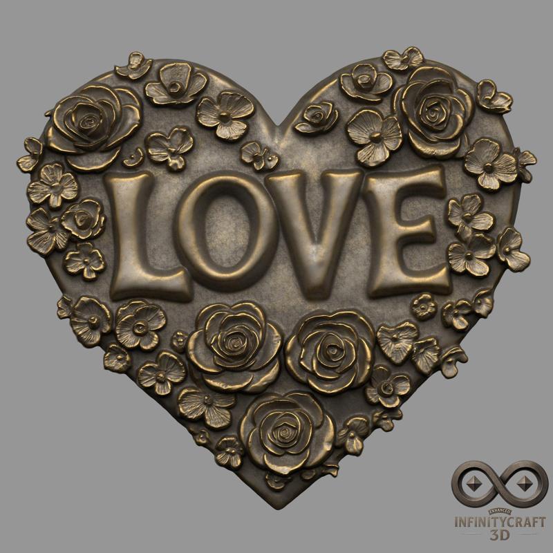 Blossom of Love Relief STL file for 3d printing or CNC 3D print model