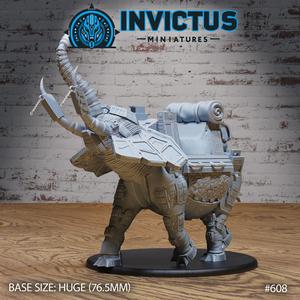 Borg Elephant Roar / Tusked Battle Machine / Mecha Steel Construct / Cyber Mammalia / Steampunk Infantry Monster / Invasion Beast Army  / Cyberpunk Steam Technology / Sci-Fi Encounter