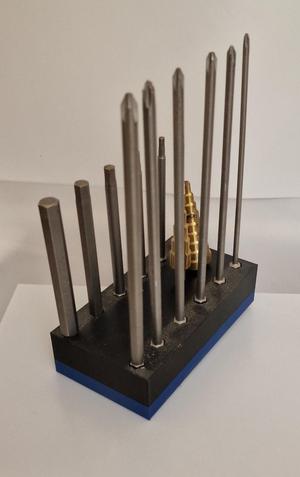 Container for Allen keys or even long screwdrivers