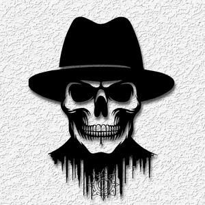 fedora skull wall art Halloween decor