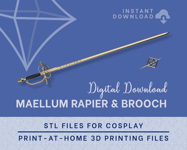 MAELLE Maellum Sword & Brooch STL FILES [Expedition 33] | Cosplay Prop | 3D Print Files