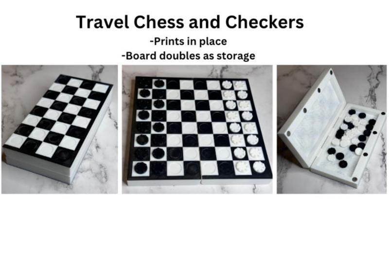 Travel Chess and Checkers (Print in place)