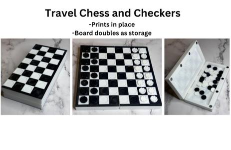 Travel Chess and Checkers (Print in place)