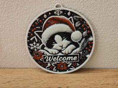 Christmas kitten decoration