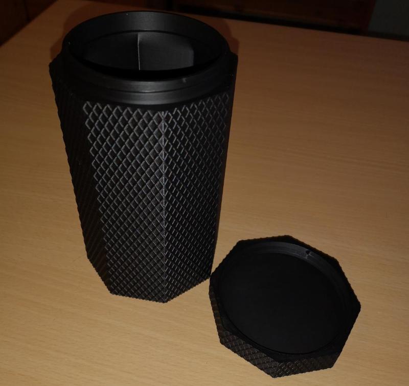 Octagonal container with screw lid