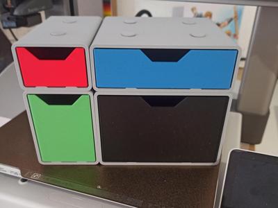 Modular desk organizers with drawers
