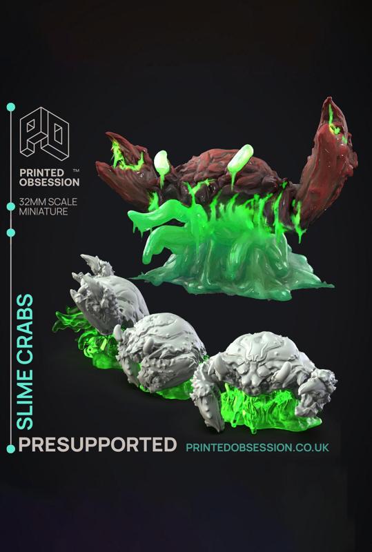 Slime Crab 1 - The Gelatinous Queen - PRESUPPORTED - Illustrated and Stats - 32mm scale			
