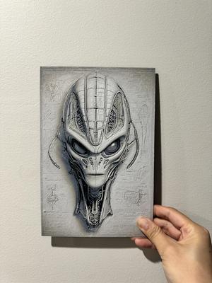 Alien Head Blueprint - HueForge Print