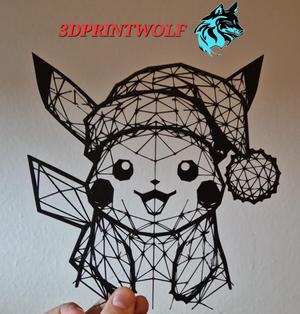 Geometric Low Poly Pikachu V.2 - Christmas lineart