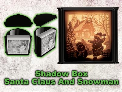 Shadow Box Santa Claus And Snowman
