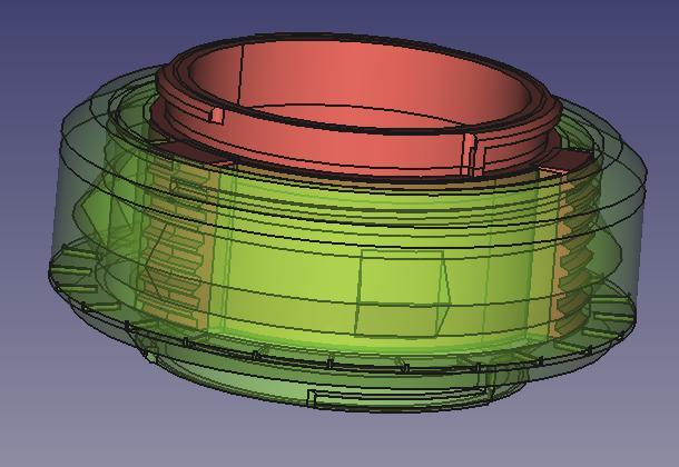 Fine focus distance Adjuster, e-mount to e-mount, partial print in place, no screws required