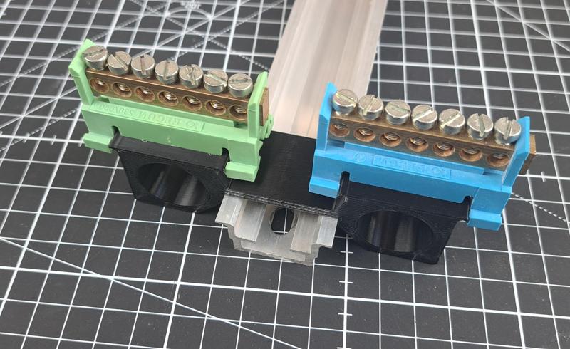 DIN rail mount for terminal blocks.