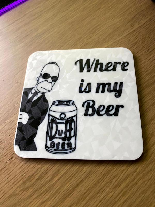Homer Simpson Where is my Beer Coaster Duff