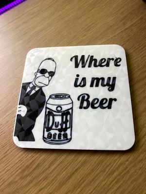 Homer Simpson Where is my Beer Coaster Duff