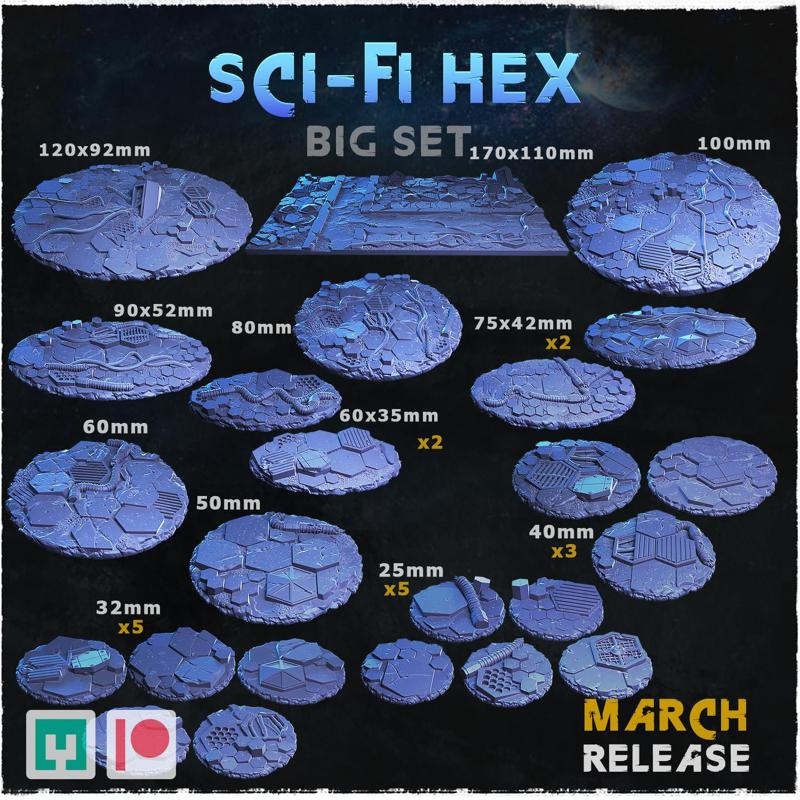 Sci-fi Hex - Bases & Toppers (Big Set )