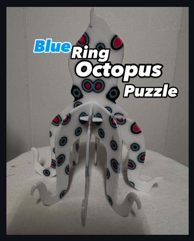 3D-Printed Blue Ring Octopus – Flat Print & Simple Assembly