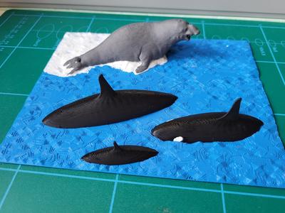Seal hunted by Orcas- Table art/Sculpture diorama