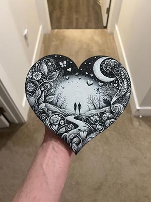 Grayscale Heart Couple Art Hueforge