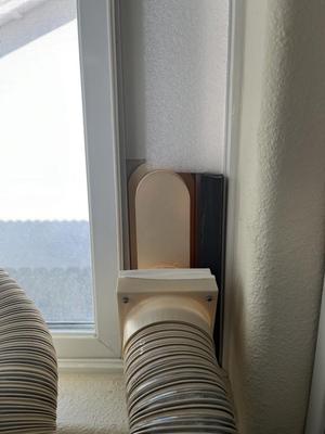 Enclosure Ventilation using a flexible 3" dryer vent tube, AC window panels, and flanges