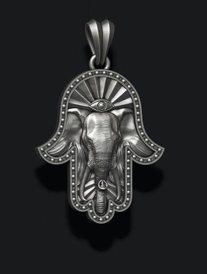 Hamsa elephant pendant