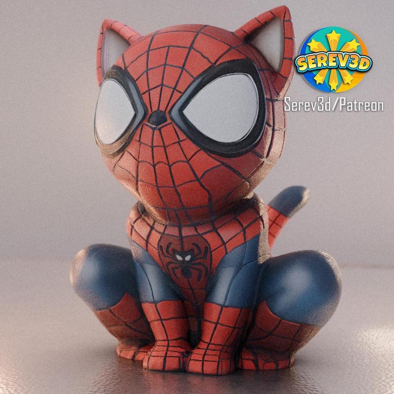 Spider Cat - Spiderman Cosplay Cat - 3D print STL and multicolor 3MF file