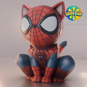 Spider Cat - Spiderman Cosplay Cat - 3D print STL and multicolor 3MF file