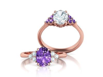 1ct Oval Cut Diamond Engagement Ring 8x6 Oval Stone 3dmodel