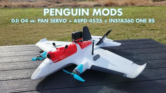 AtomRC Penguin Multi Purpose Canopy + Back Cover Mod - DJI O3 / O4 Pro + Pan Servo, Airspeed Sensor, Insta360 ONE RS