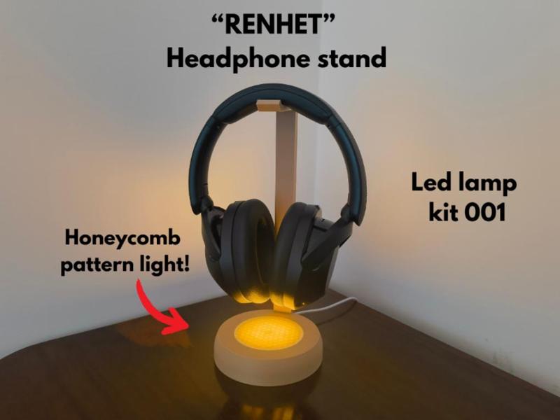 "RENHET" headphone stand with light, ledlampkit001