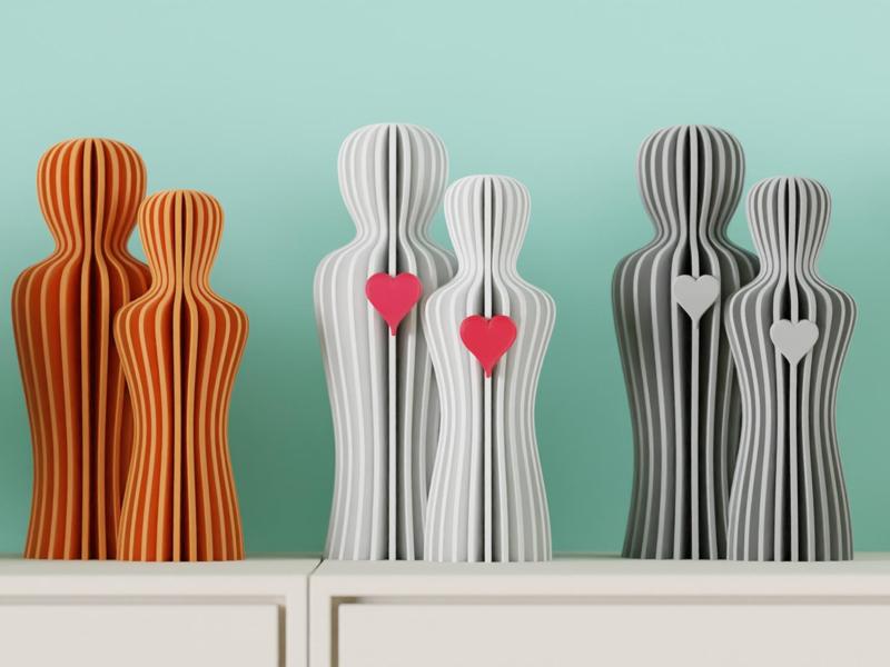 Contemporary Figurine Statues A Charming Couple
